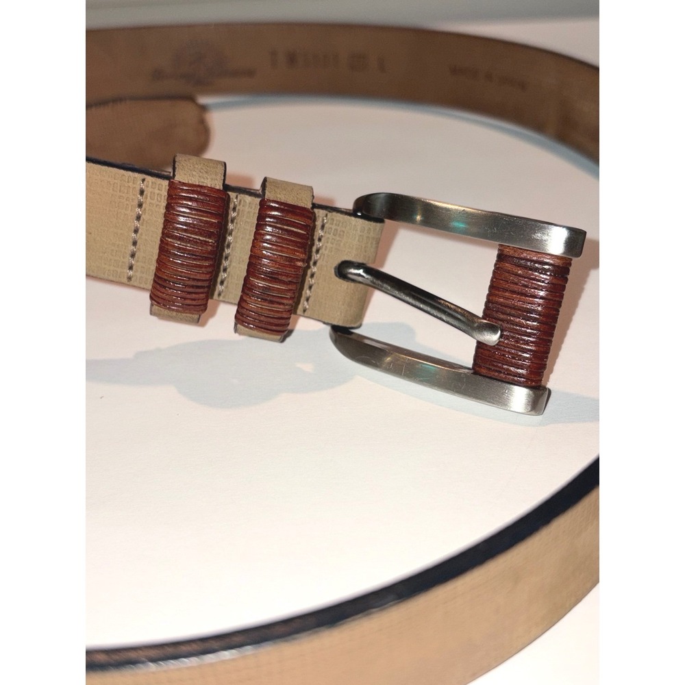 Tommy Bahama TW5101 Woven Leather Belt Tan Brown Spain 31-34" L